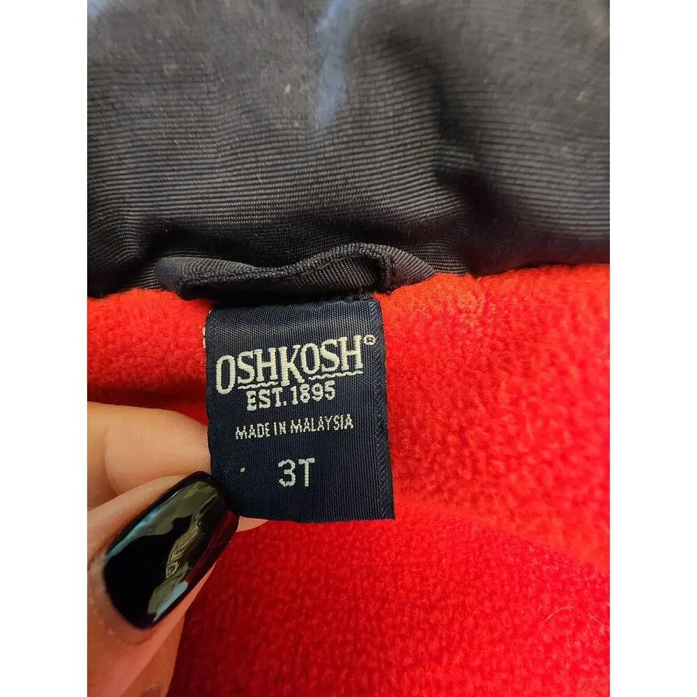 Oshkosh Boys SZ 3T Puffer Vest Red Blue Winter Outerwear